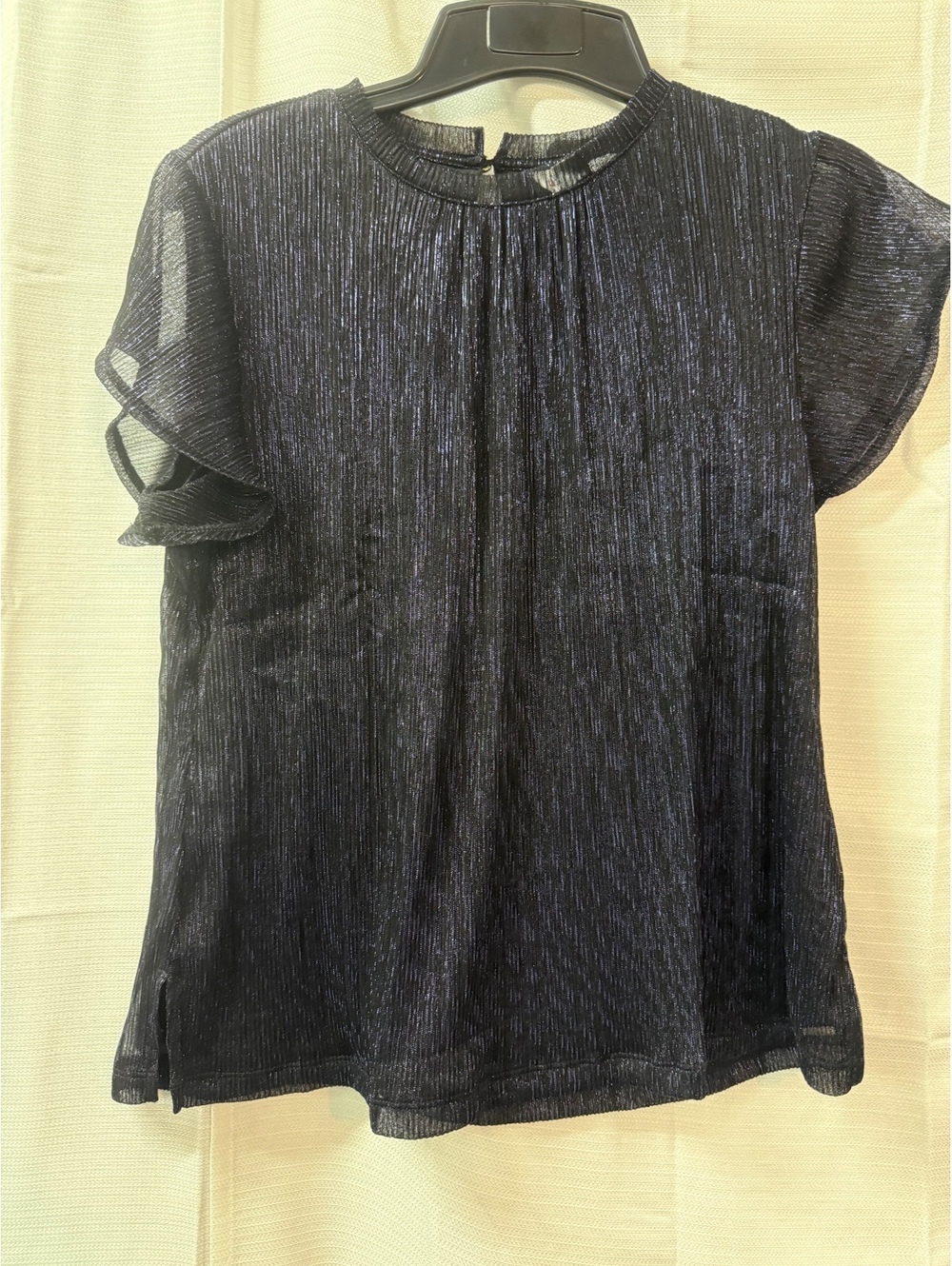 Liz Claiborne Plus Size Metallic Black Short Sleeve Blouse